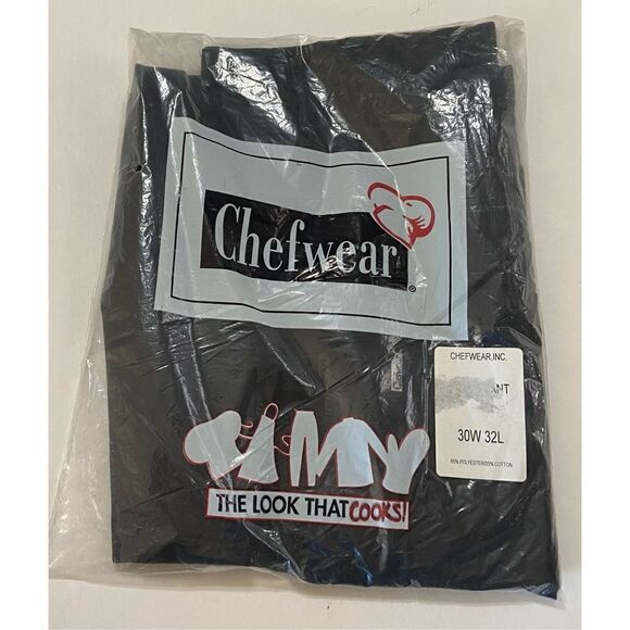 Chefwear Black Work Pants NWT - Clasp & Zipper - 30x32 - Flat Front Chef Pants - Picture 2 of 5